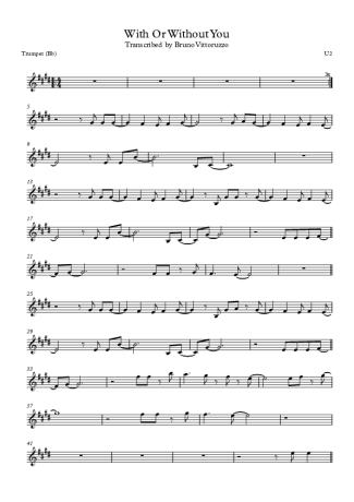 U2 With Or Without You score for Trumpet