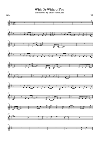 U2 With Or Without You score for Violin