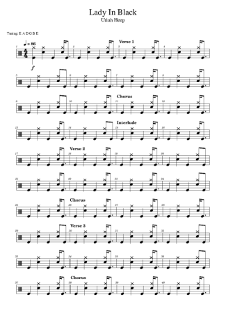 Uriah Heep Lady In Black score for Drums