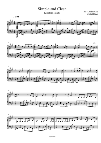 Utada Hikaru Simple And Clean score for Piano