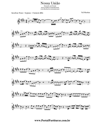 Val Martins Nossa União score for Clarinet (Bb)