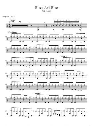 Van Halen Black And Blue score for Drums