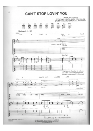 Van Halen  score for Guitar