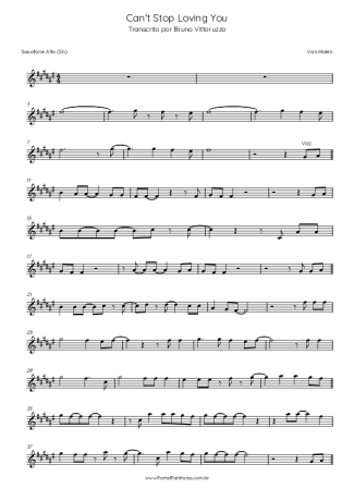 Van Halen Can´t Stop Loving You score for Alto Saxophone