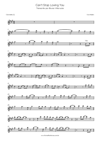 Van Halen Can´t Stop Loving You score for Clarinet (C)