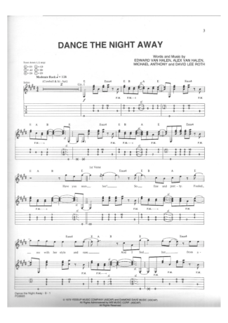 Van Halen Dance The Night Away score for Guitar