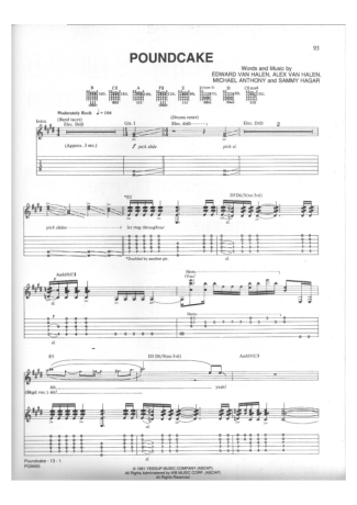 Van Halen Poundcake score for Guitar