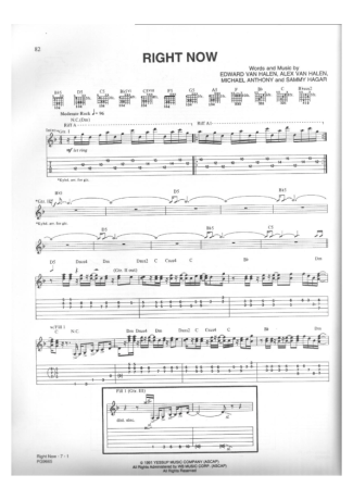 Van Halen  score for Guitar