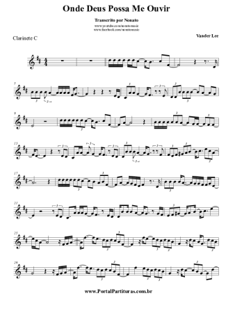 Vander Lee Onde Deus Possa Me Ouvir score for Clarinet (C)