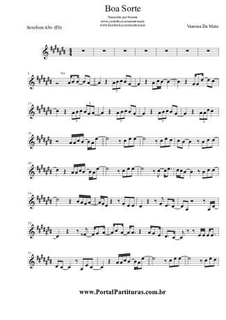 Vanessa da Mata  score for Alto Saxophone