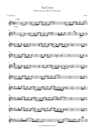 Vavá Tua Cara score for Clarinet (C)