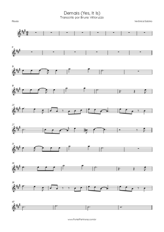 Verônica Sabino Demais (Yes, It Is) score for Flute
