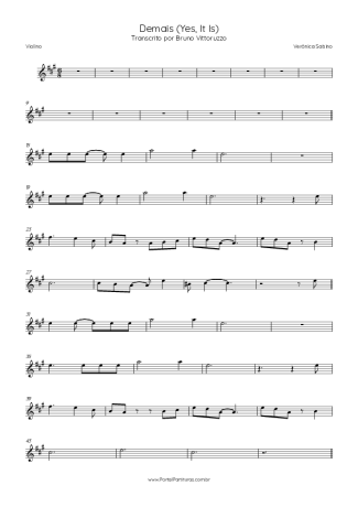 Verônica Sabino Demais (Yes, It Is) score for Violin