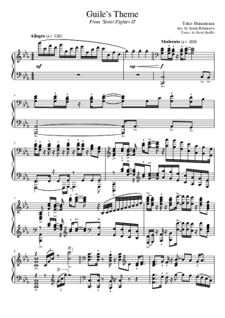 Video game soundtracks (Temas de Jogos) Street Fighter (Guile Theme) score for Piano