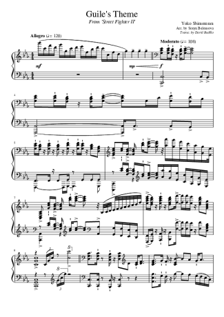 Street Fighter II - Guile's Theme Sheet music for Piano