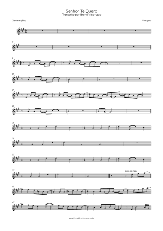 Vineyard Senhor Te Quero score for Clarinet (Bb)