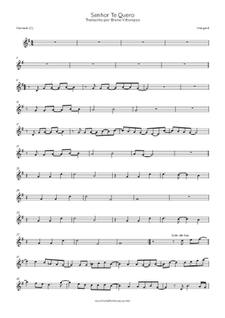 Vineyard Senhor Te Quero score for Clarinet (C)