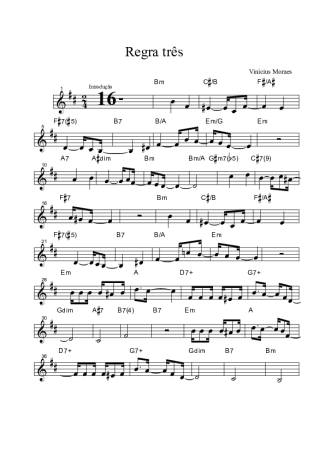 Vinicius de Moraes Regra Três score for Tenor Saxophone Soprano (Bb)