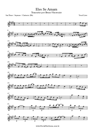 Vocal Livre Eles Se Amam score for Tenor Saxophone Soprano Clarinet (Bb)