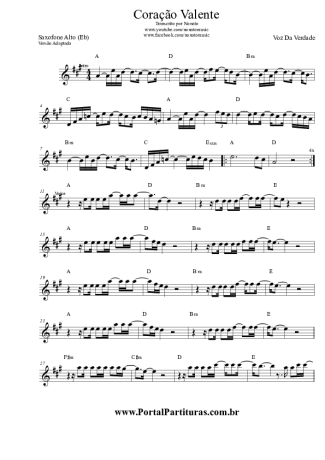 Voz Da Verdade Coração Valente score for Alto Saxophone