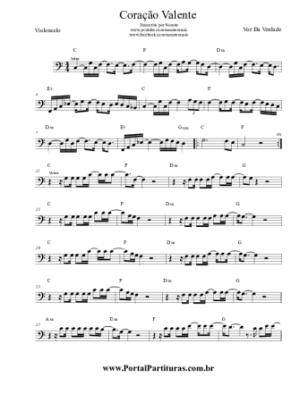 Voz Da Verdade Coração Valente score for Cello