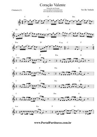 Voz Da Verdade Coração Valente score for Clarinet (C)