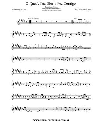 Voz De Muitas Águas O Que A Tua Glória Fez Comigo score for Alto Saxophone