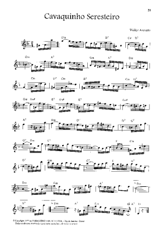 Waldir Azevedo Cavaquinho Seresteiro score for Violin