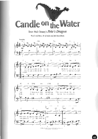 Walt Disney Candle On The Water score for Piano