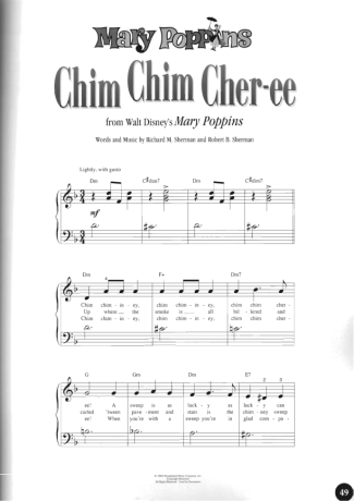 Walt Disney Chim Chim Cher Ee score for Piano