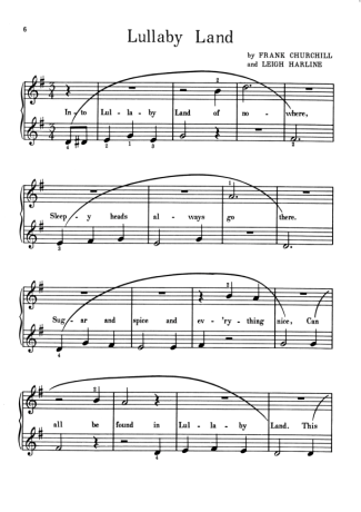 Walt Disney Lullaby Land score for Piano