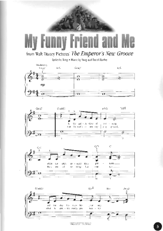 Walt Disney My Funny Friend And Me score for Piano