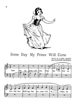 Walt Disney Some Day My Prince Will Come score for Piano