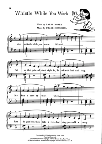 Walt Disney Whistle While You Work score for Piano