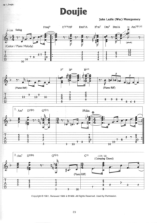 Wes Montgomery Doujie score for Guitar