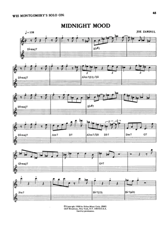 Wes Montgomery Midnight Mood (Solo) score for Guitar