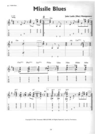 Wes Montgomery Missile Blues score for Guitar