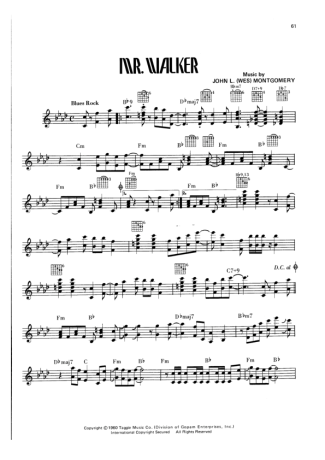 Wes Montgomery Mr Walker (Solo) score for Guitar