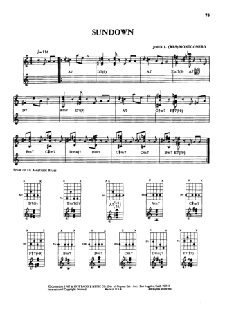 Wes Montgomery Sundown score for Guitar
