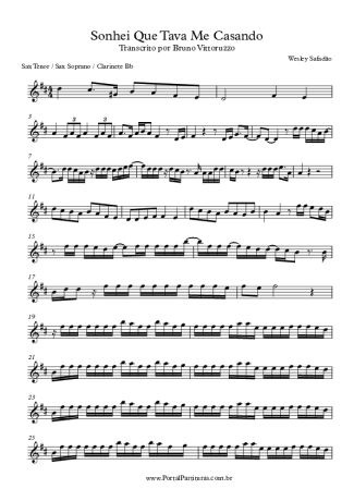 Wesley Safadão Sonhei Que Tava Me Casando score for Tenor Saxophone Soprano (Bb)