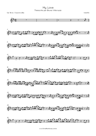 Westlife My Love score for Tenor Saxophone Soprano (Bb)