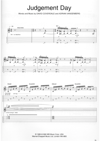 Whitesnake Judgement Day score for Guitar