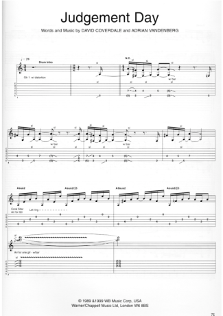 Whitesnake  score for Guitar