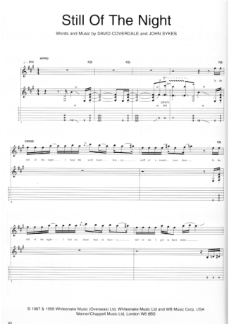 Whitesnake Still Of The Night score for Guitar
