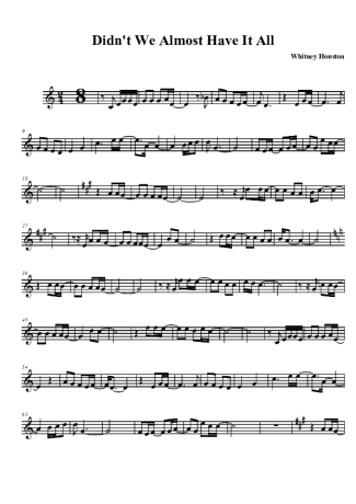 Whitney Houston  score for Clarinet (Bb)