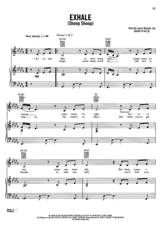 Whitney Houston Exhale score for Piano