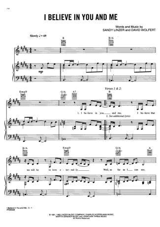 Whitney Houston I Believe in You And Me score for Piano