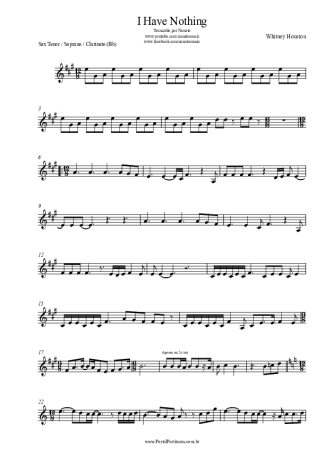 Whitney Houston  score for Clarinet (Bb)