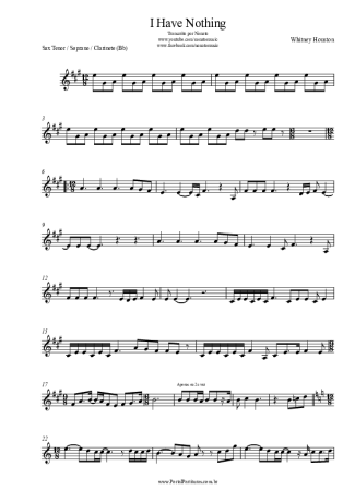 Whitney Houston I Have Nothing score for Tenor Saxophone Soprano (Bb)