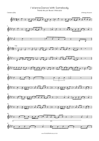 Whitney Houston  score for Clarinet (Bb)